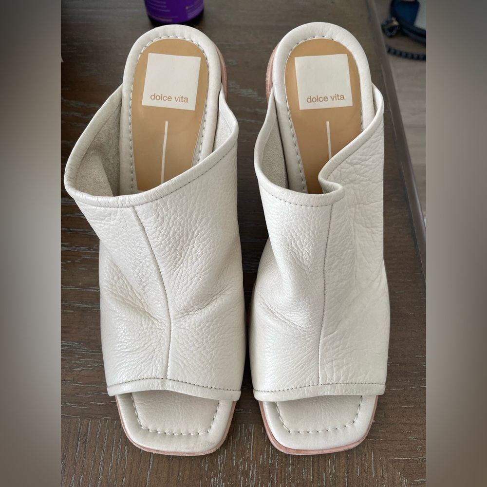 Dolce Vita Cream Leather Mules